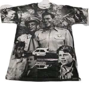 Vintage 90s Andy Griffith Show Barney Opie AOP T-Shirt Size Large Mayberry USA